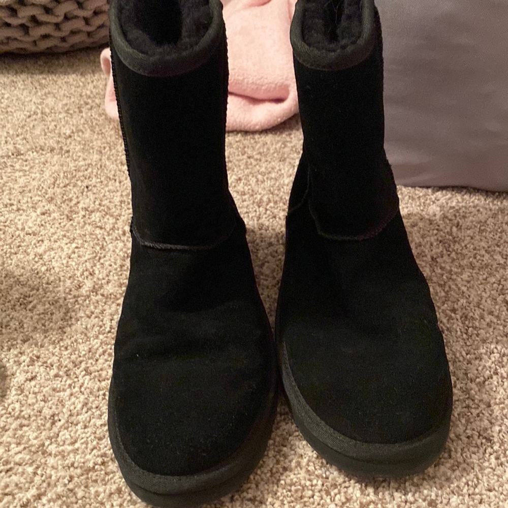 Black ugg-style boots